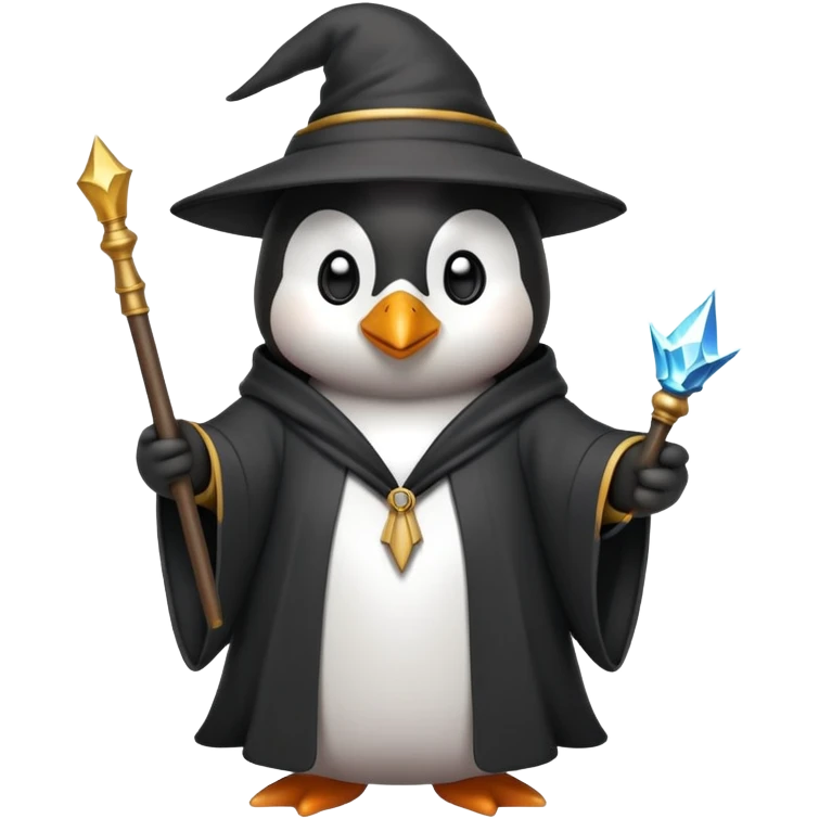 penguin wizard with magic wand emoji