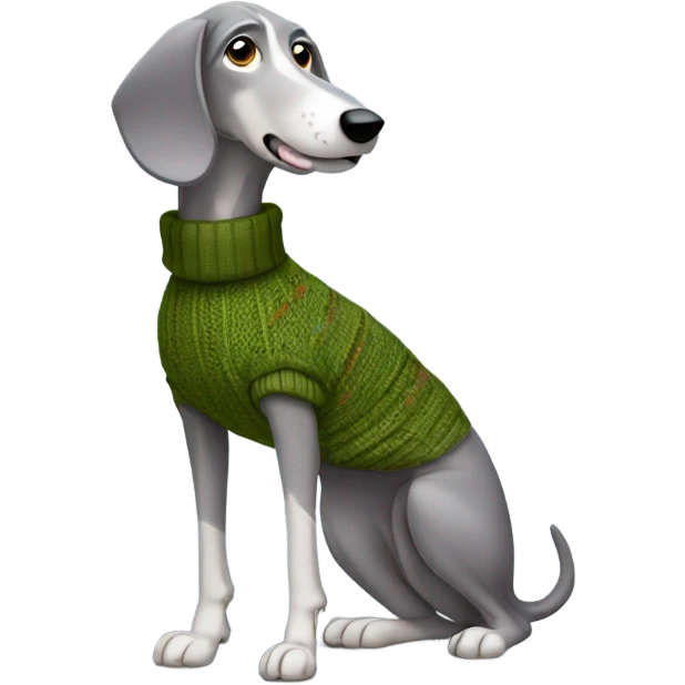 Full body Grey hound dog wearing a turtle neck sweater emoji