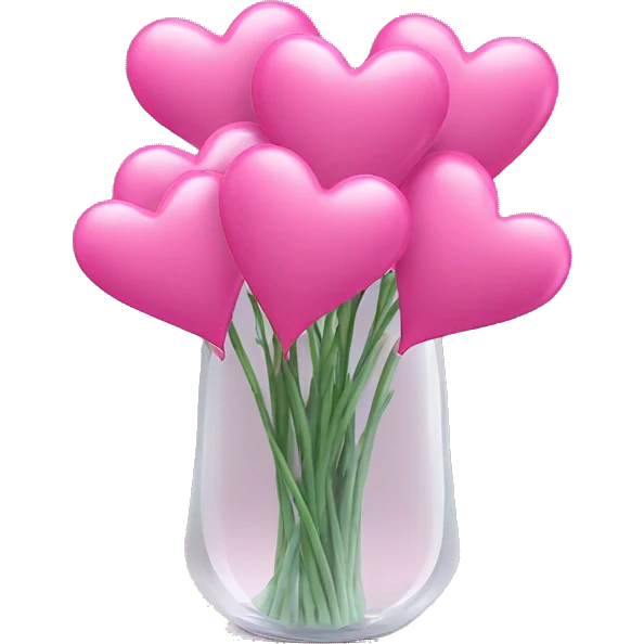 10000000 huge pink hearts on stems in a clear glass vase emoji