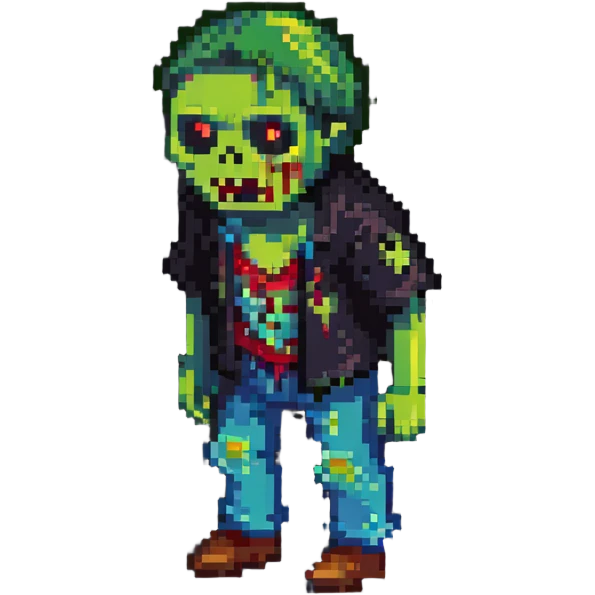 isometric zombie in torn clothes Project Zomboid style emoji