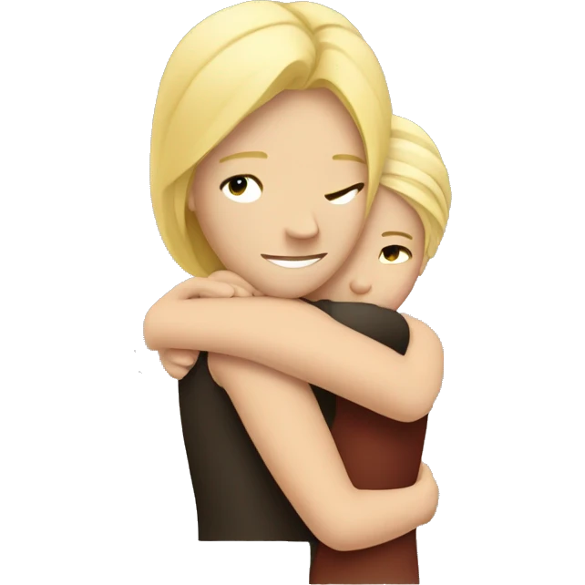 blonde girl hugs a guy emoji