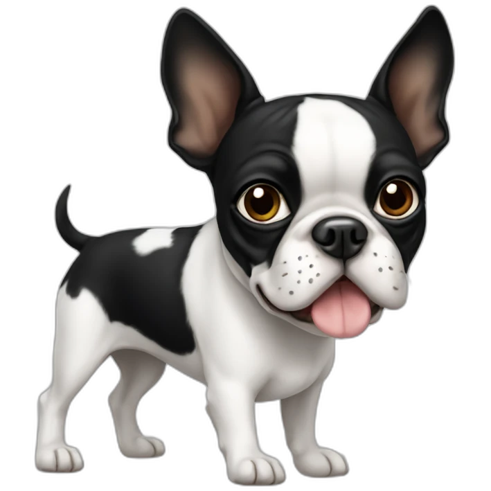 Boston terrier with one side of face white emoji