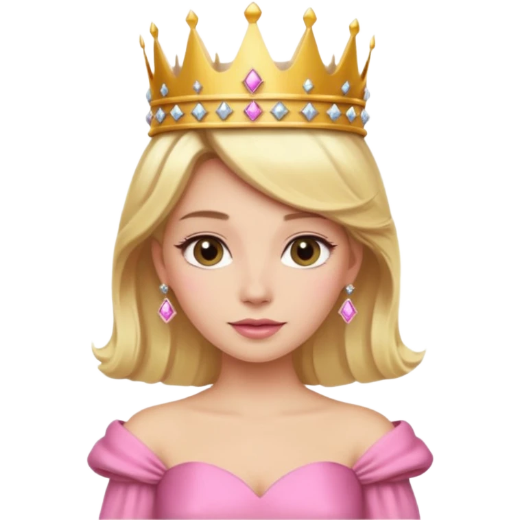 Blonde hair queen with crown and luxury pink dress emoji