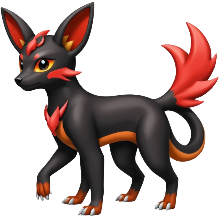 Shiny cool edgy badass realistic Umbreon-Houndour-Charmeleon-Guilmon-fusion emoji