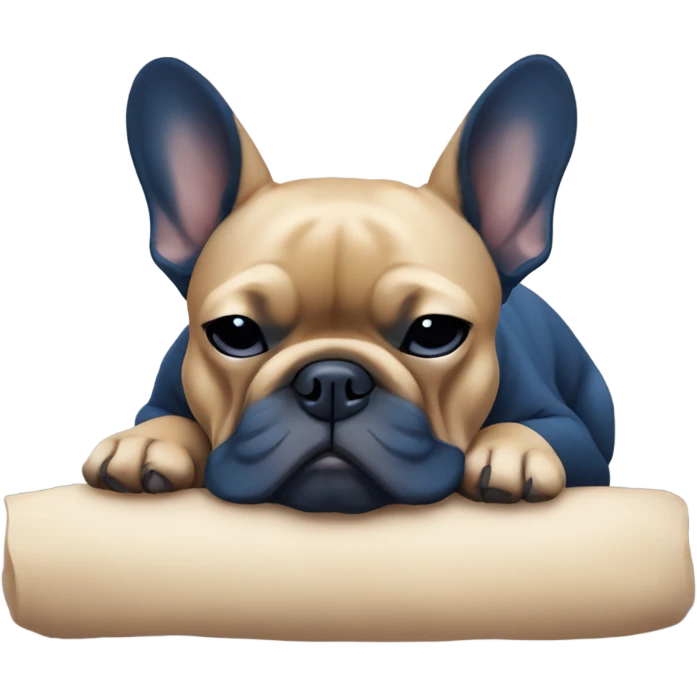 dark blue and tan french bulldog sleeping  emoji