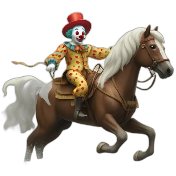 clown riding a horse over the sea emoji