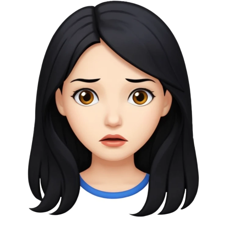 A beautiful woman with long, black hair looked puzzled. emoji