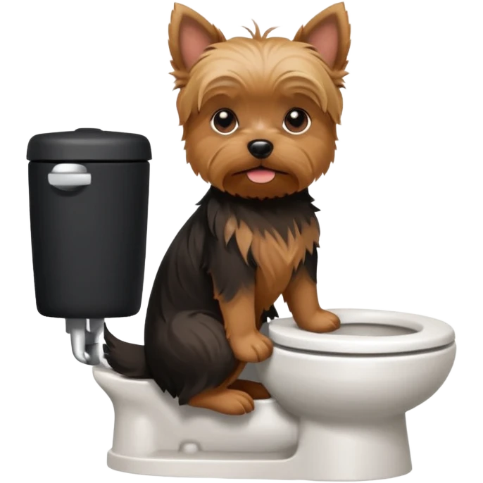 Yorkshire terrier na privada sentado fazer poop emoji