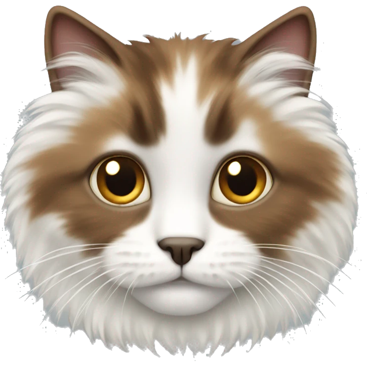 White and brown fluffy cat emoji