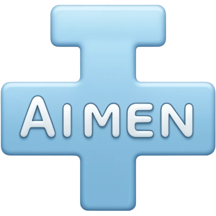 light blue word "AMEN" simple font in rectangle emoji