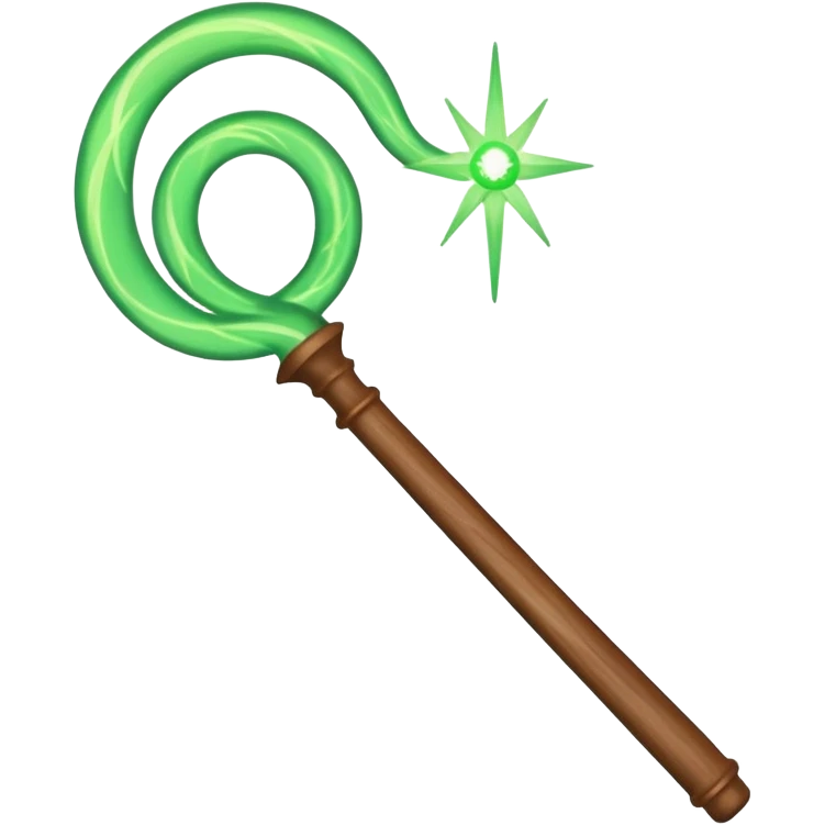 magic wand with green magic wave emoji