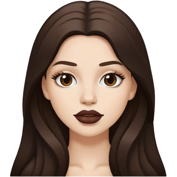 White beautiful girl white natural lipstick and dark brown long hair  emoji