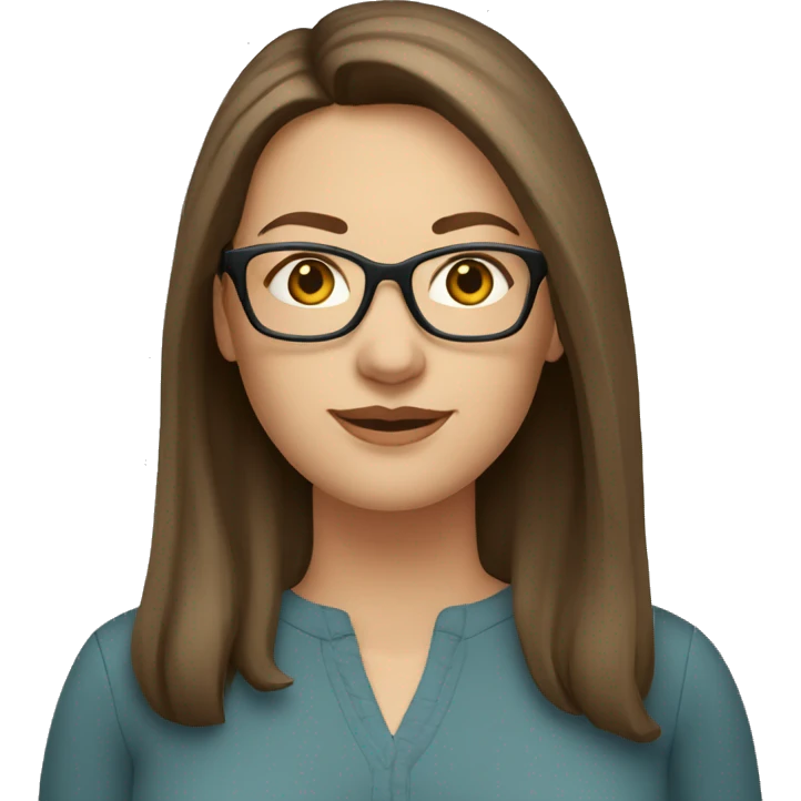 Caucasian-Mum-woman-long-straight-brown-hair-wearing-glasses-plus-size emoji