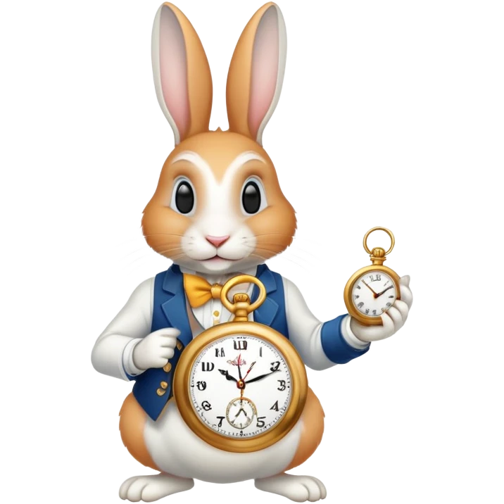 Roger rabbit a white hare with ginger hair holding a clock emoji