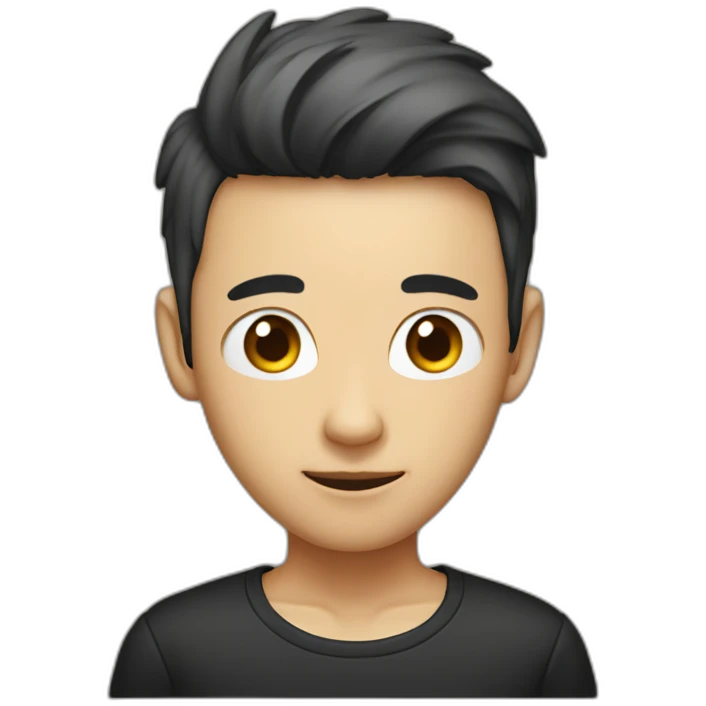 A young man with the back of his head erected A young Chinese man with big ears and black frame colors. emoji