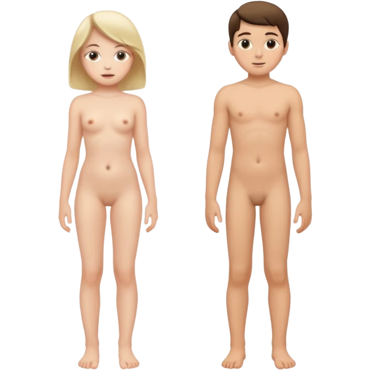 Çırılçıplak kız ve erkek ayakta emoji