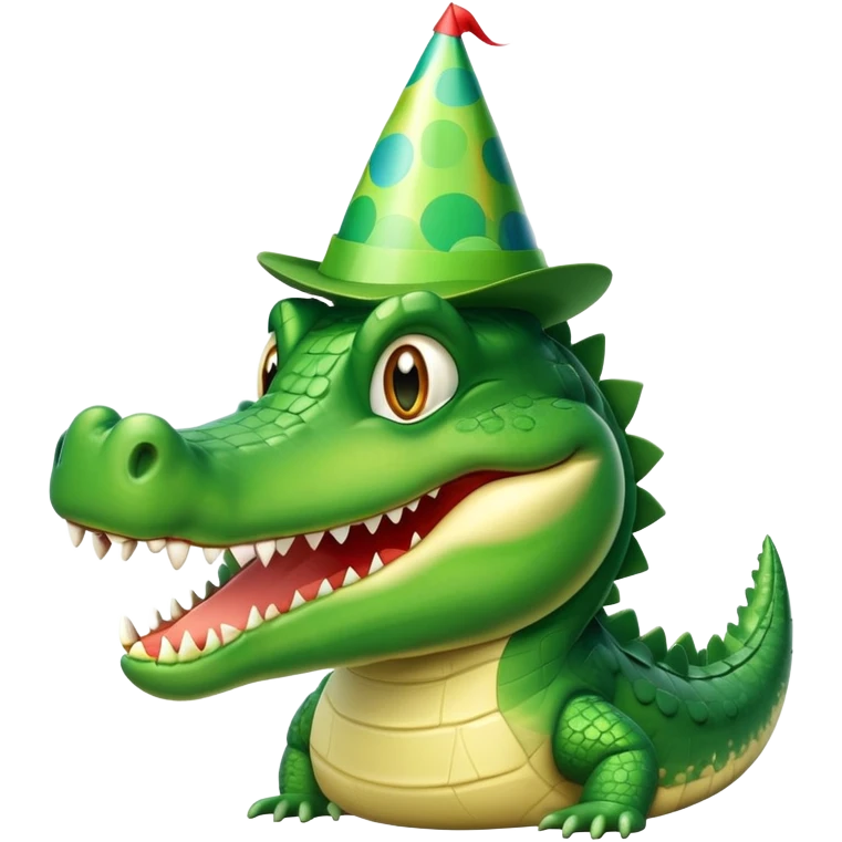 crocodile wearing a party hat emoji