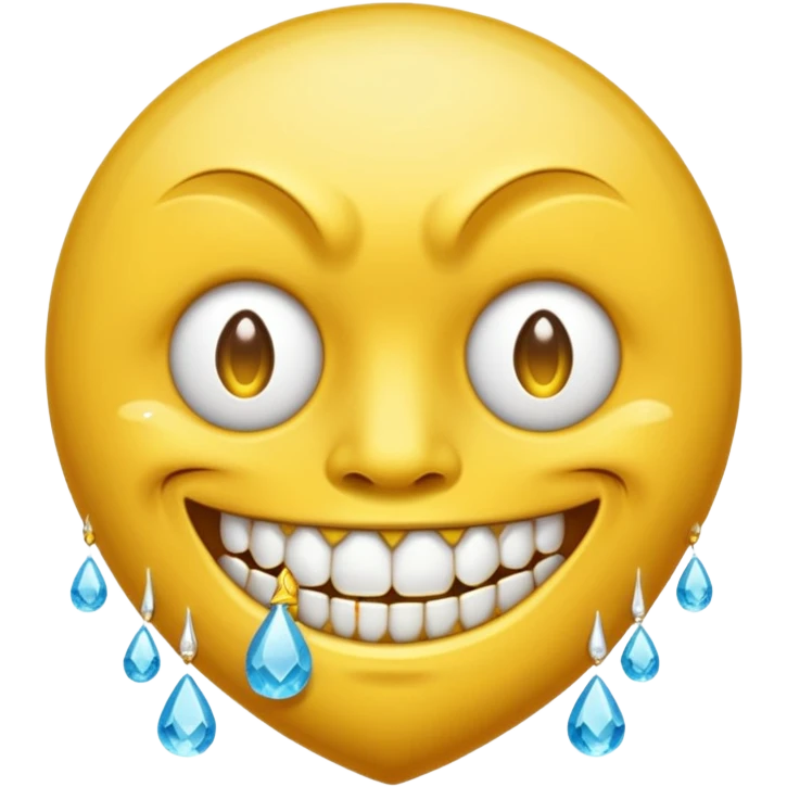 circular yellow grimacing face emoji with an iced out grill diamond-encrusted teeth and a teardrop tattoo under the corner of his eye emoji
