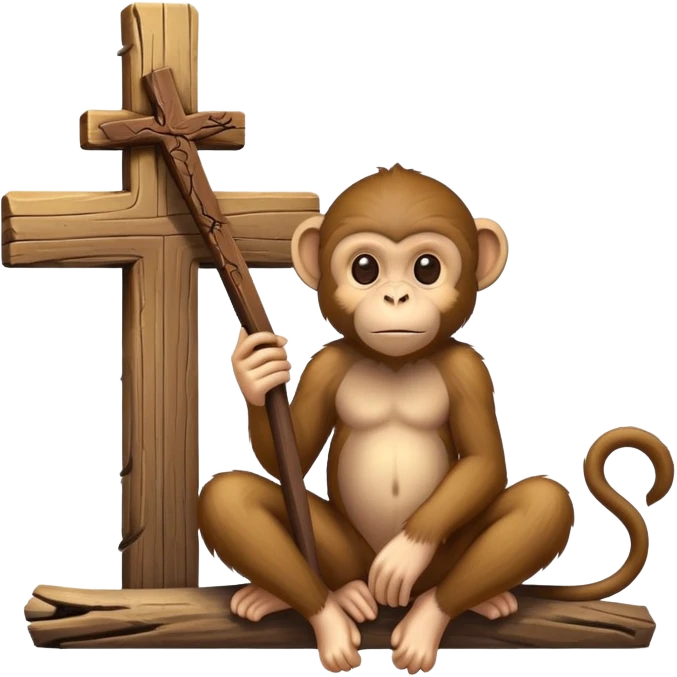 monkey sitting next to a cross emoji