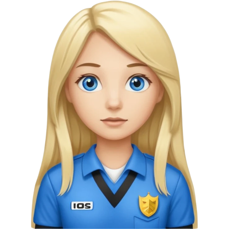 blue eyes blonde girl IN REFEREE UNIFORM LONG HAIR emoji