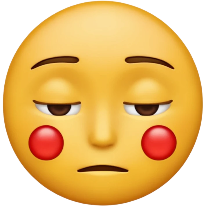a emoji with its eyes closed, with a red X in its eyes, not smiling emoji