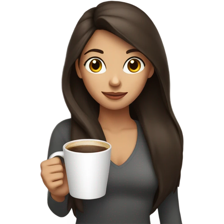 brunette girl drinking a coffee emoji