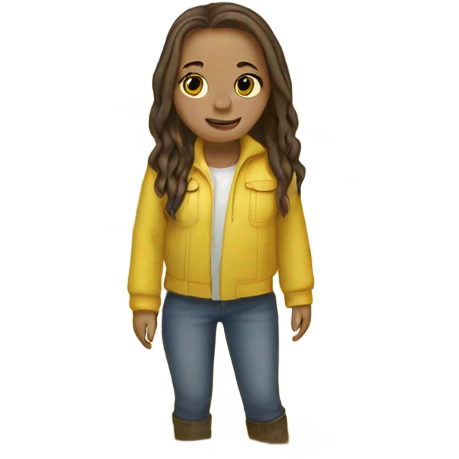 White Girl standing in yellow puddle emoji