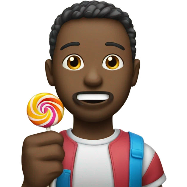 Guy eating a lollipop straw emoji
