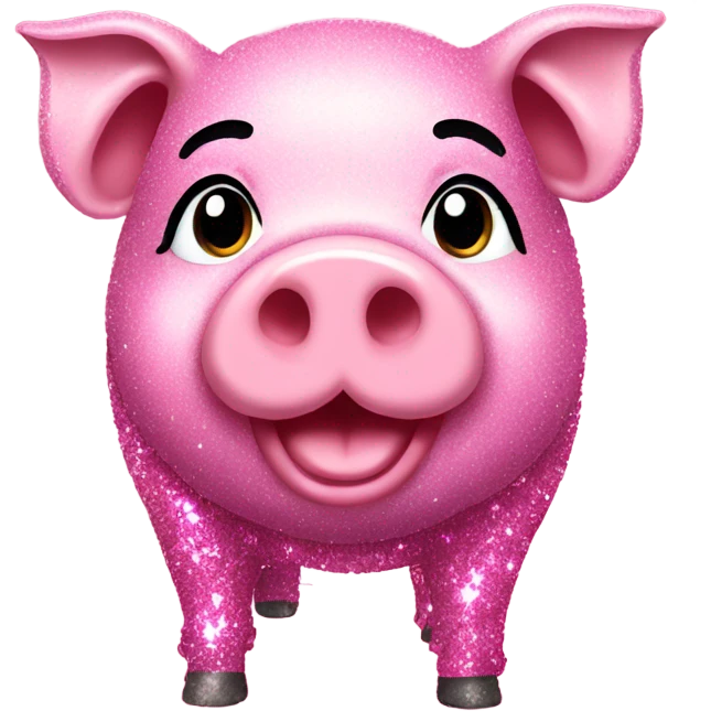Pink full body pig with glitter emoji