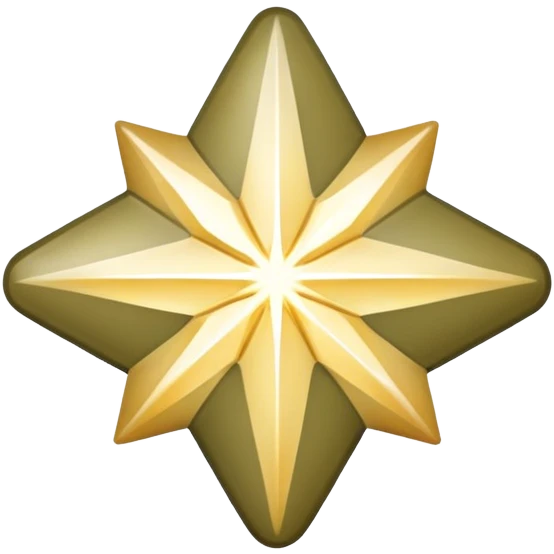 4-point star with rounded corner, opalescent shiny khaki emoji