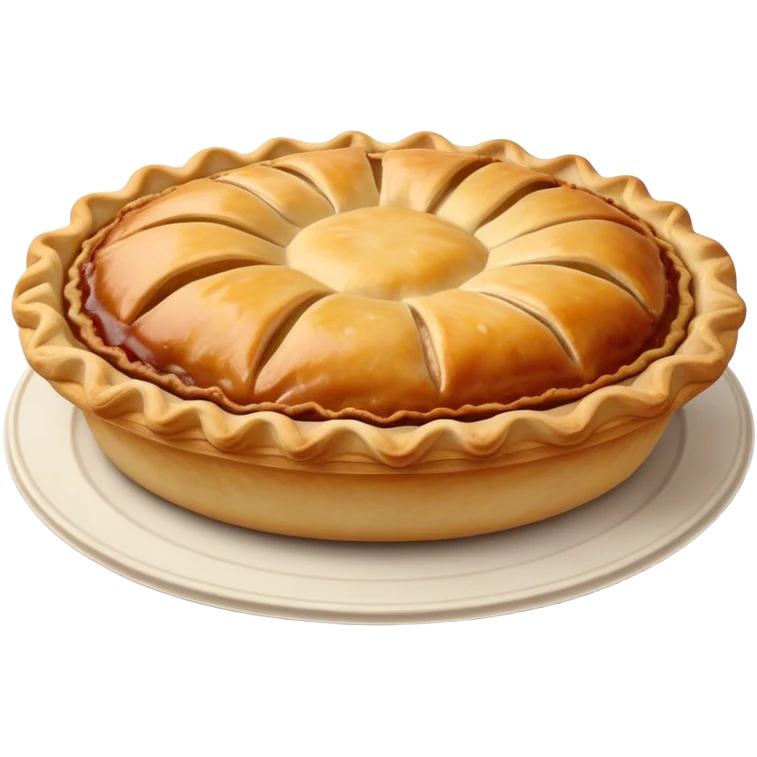 Cinematic Realistic Meat Pie Dish Emoji, showcasing a flaky pastry filled with rich, hearty meat gravy, rendered with lifelike detail and warm, inviting lighting. emoji