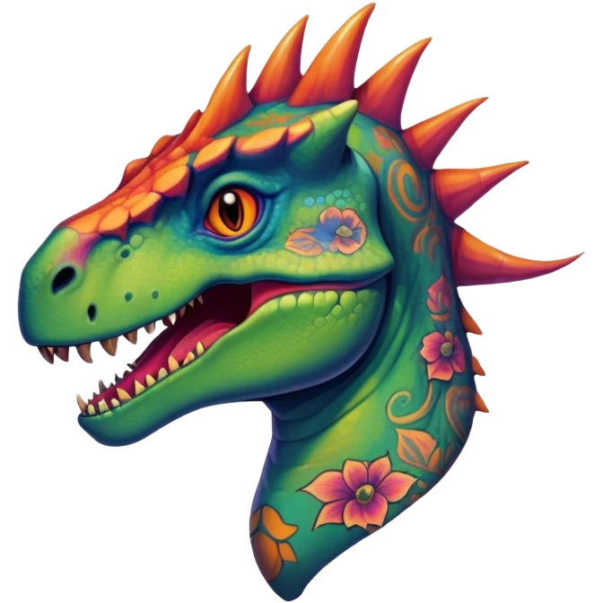 Dinosaur with tattoos emoji