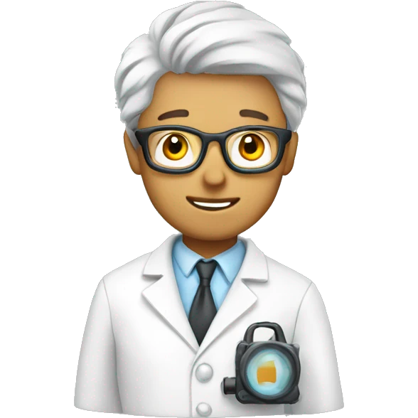Scientist taking a photo while wearing a lab coat emoji
