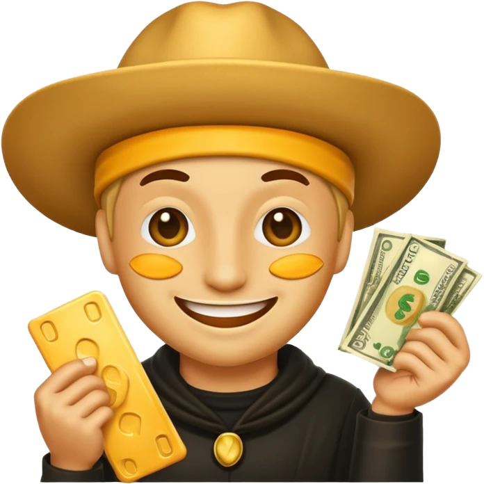 robber emoji with money cheese emoji