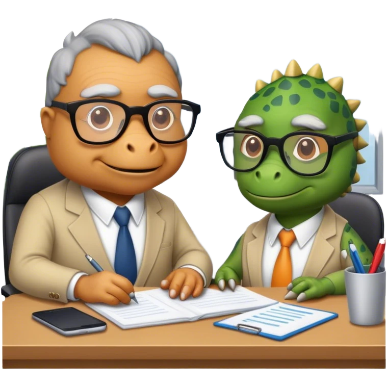 old dinosaurs working in an office emoji