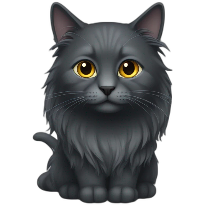 all darkgrey cat long hair emoji