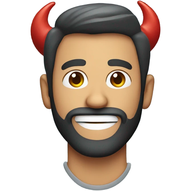 smiling man with beard with two devil horns  emoji