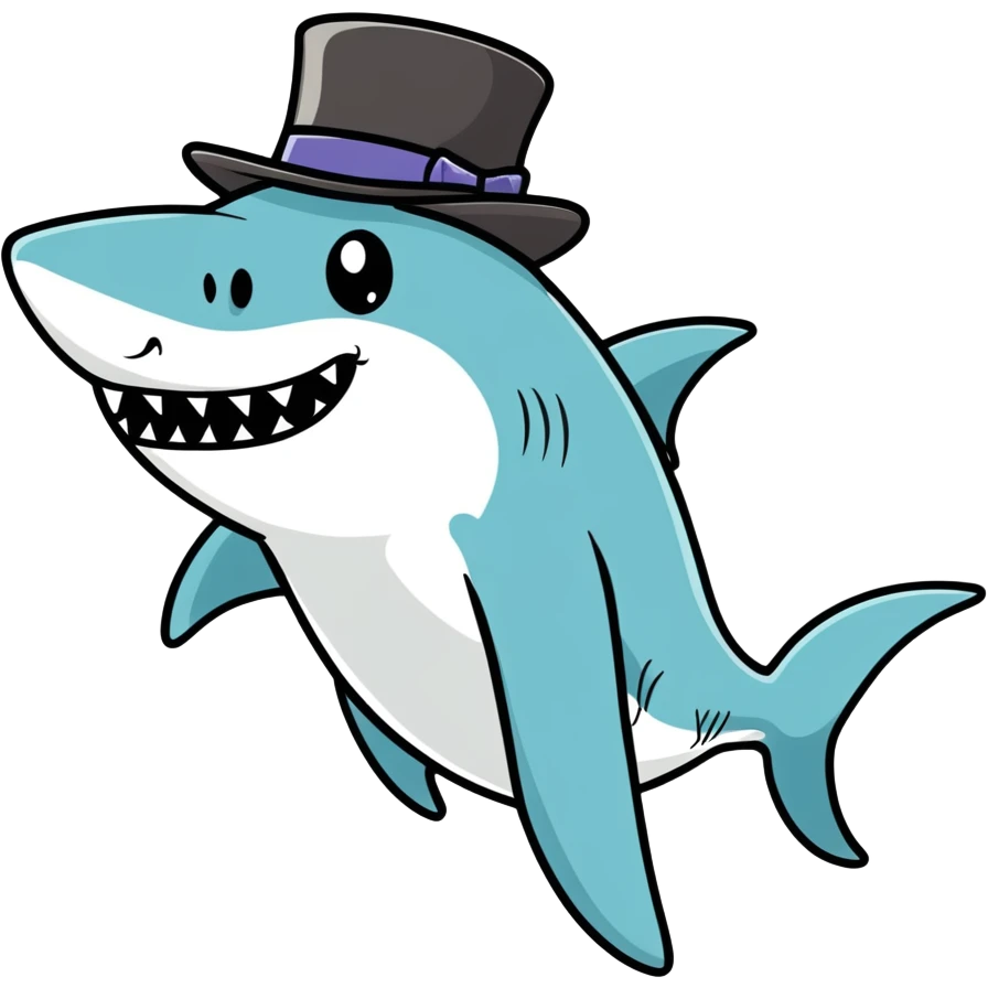 Shark with a top hat emoji