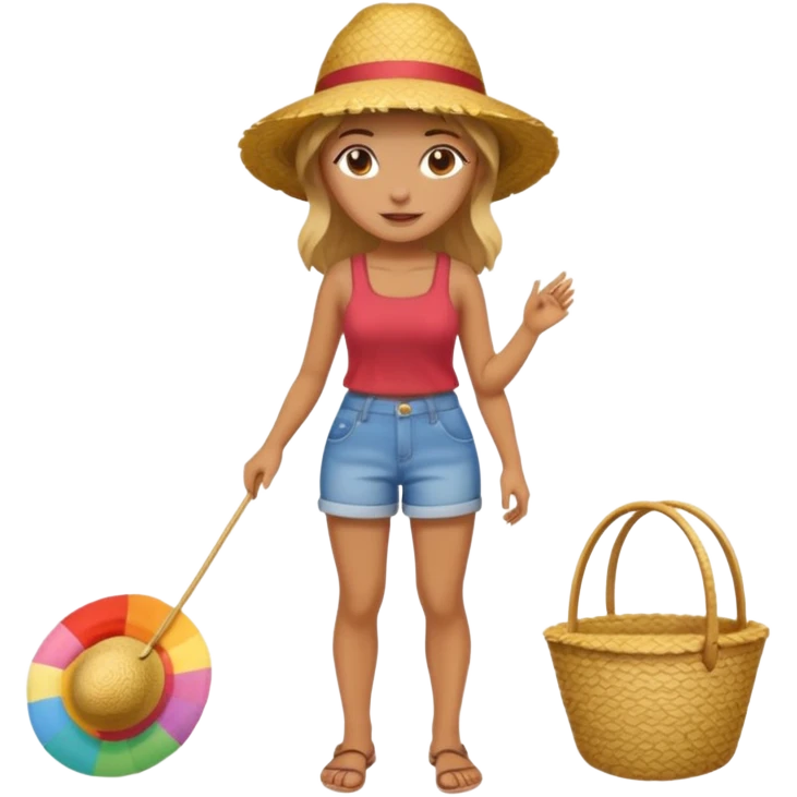 full body woman with straw hat emoji