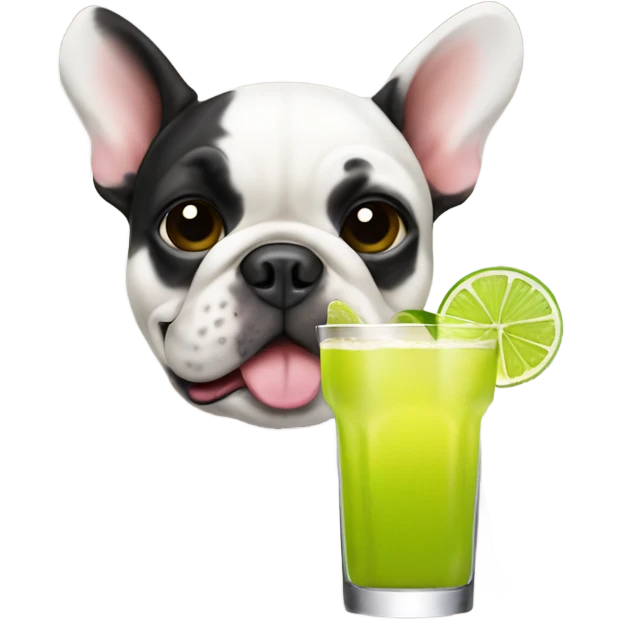 French bull dog drinking a Margarita emoji