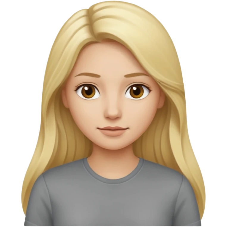 woman with long blonde hair, wear grey shirt emoji