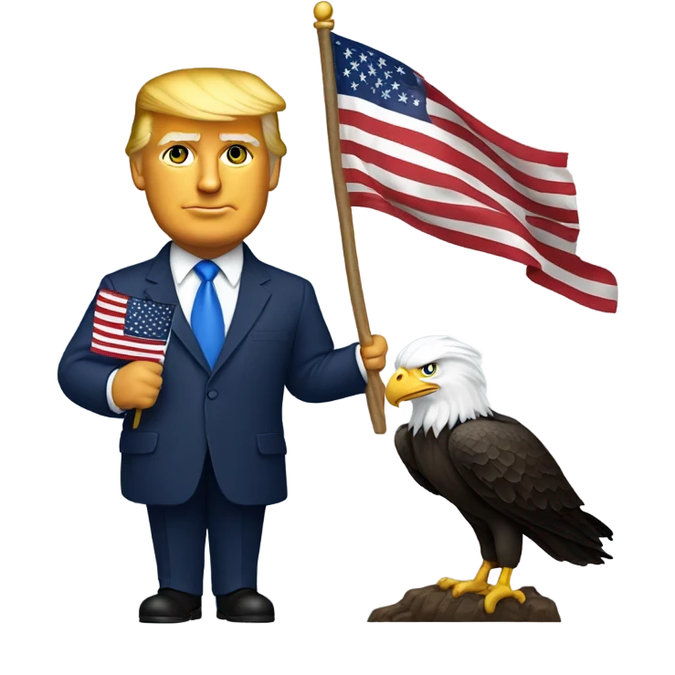 Donald trump holding a flag and bald eagle emoji