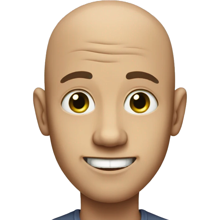 bold dude with no hair smiling  with cucumber eyes emoji