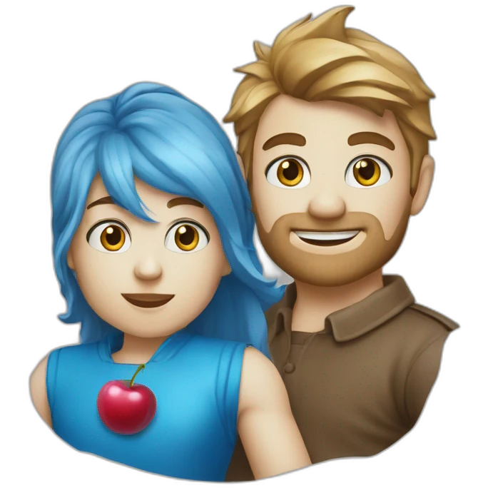 Paire de cerise bleu emoji