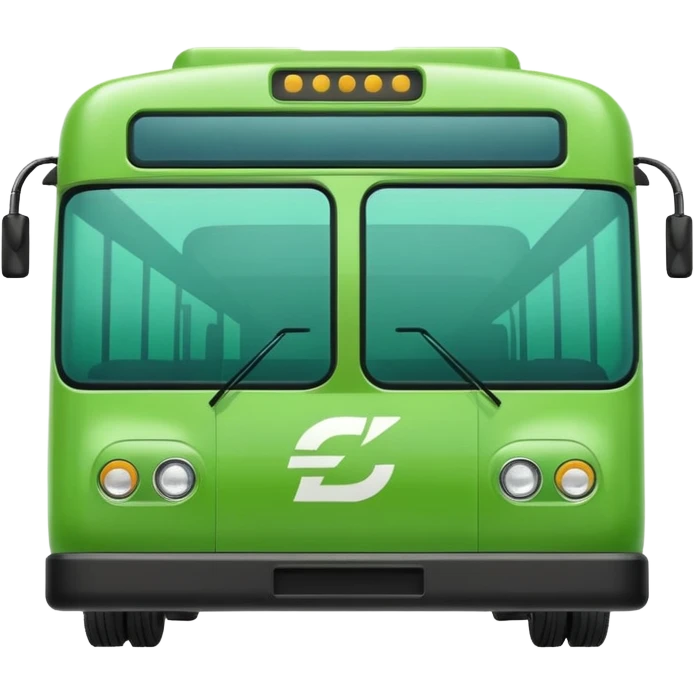 green electric bus with large zero euro bill symbol emoji