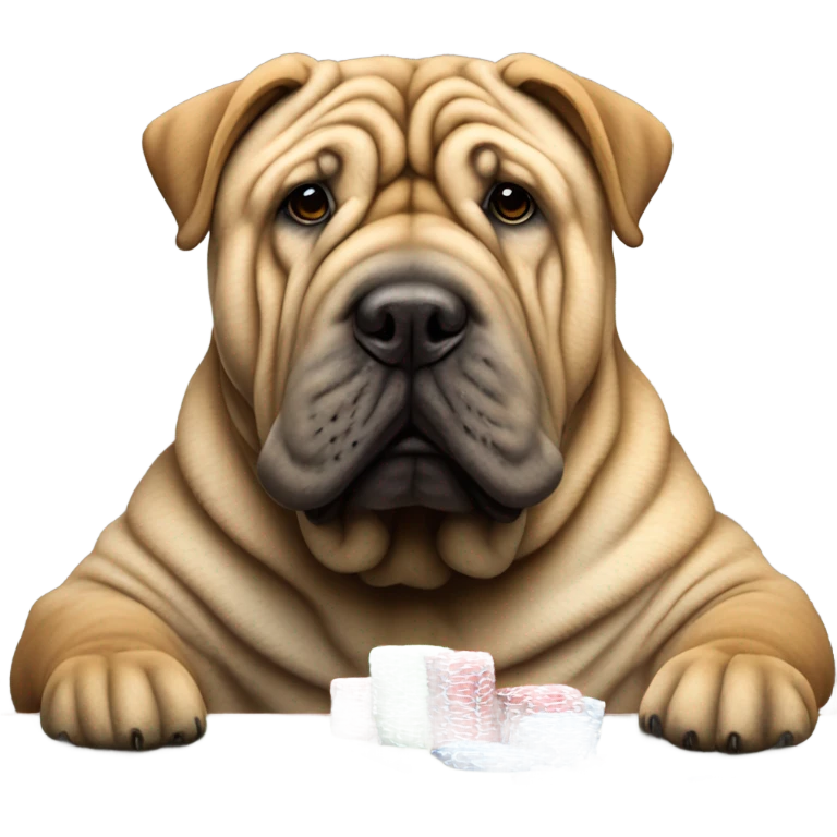 Shar pei playing poker emoji