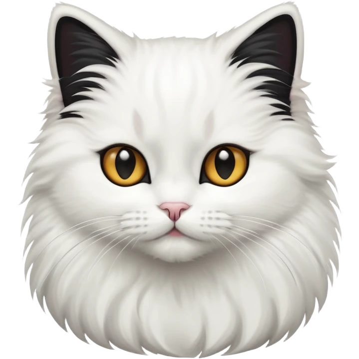 Fuzzy fluffy white cat and fluffy big black tail, female cat emoji