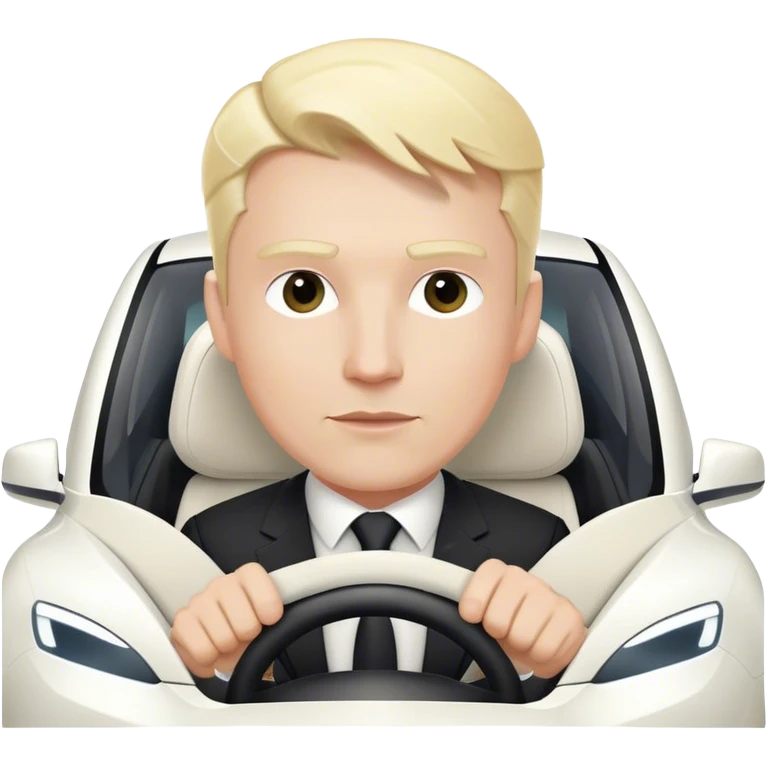 blonde businessman driving white tesla emoji