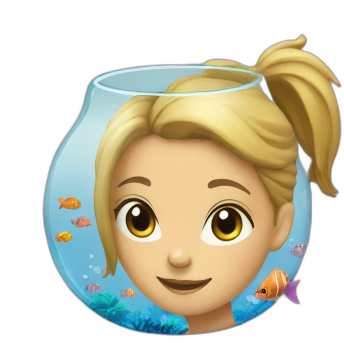 Fille dans un aquarium  emoji