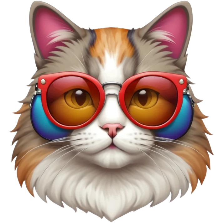 Cat in sunglasses with poker face emoji